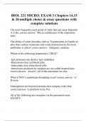 BIOL 221 MICRO. EXAM 3 Chapters 14,15 & 20 multiple choice & essay questions with complete solutions