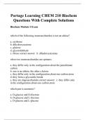 Portage Learning CHEM 210 Biochem Questions With Complete Solutions