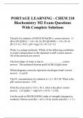 PORTAGE LEARNING - CHEM 210 Biochemistry M2 Exam Questions With Complete Solutions