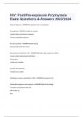 HIV: Post/Pre-exposure Prophylaxis Exam Questions & Answers 2023/2024