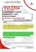PVL3704 ASSIGNMENT 1 MEMO - SEMESTER 2 - 2023 - UNISA - (DETAILED ANSWERS WITH REFERENCES - DISTINCTION GUARANTEED) – DUE DATE: - 21 AUGUST 2023 