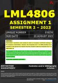 LML4806 ASSIGNMENT 1 MEMO - SEMESTER 2 - 2023 - UNISA - DUE DATE: - 25 AUGUST 2023 (DETAILED MEMO – FULLY REFERENCED – 100% PASS - GUARANTEED) 