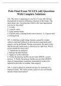 Peds Final Exam NCLEX (all) Questions With Complete Solutions