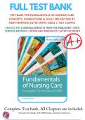 Test Bank For Fundamentals of Nursing Care Concepts, Connections & Skills 3rd Edition by Marti Burton; David Smith; Linda J. May Ludwig | 2018/2019 | 9780803669062 | Chapter 1-38 | Complete Questions and Answers A+