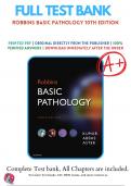 Test Bank For Robbins Basic Pathology 10th Edition By Vinay Kumar; MBBS; MD; FRCPath; Abul K. Abbas; MBBS and Jon C. Aster; MD; PhD | 2018-2019 | 9780323353175 | Chapter 1-24  | Complete Questions And Answers A+
