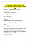 Dental Hygiene Questions with Correct Solutions Rated A+| Graded to Pass
