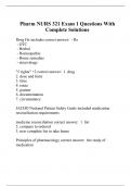 Pharm NURS 321 Exam 1 Questions With Complete Solutions