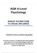 A* Quizlet flashcard access - SOCIAL INFLUENCE  for AQA A-Level Psychology