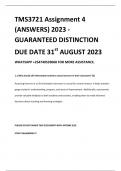 TMS3721 Assignment 4 (ANSWERS) 2023 -  GUARANTEED DISTINCTION 31ST AUGUST 2023