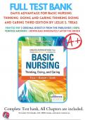 Test Bank For Davis Advantage for Basic Nursing Thinking  Doing and Caring Thinking Doing and Caring Third Edition by Leslie S. Treas 9781719642071  ( Chapter 1-46 ) / Complete Questions and Answers A+