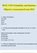 WGU C955 Probability and Statistics Objective Assessment Exam 2023 Questions and Answers (Verified Answers)