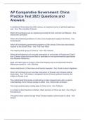 AP Comparative Government: China Practice Test 2023 Questions and Answers