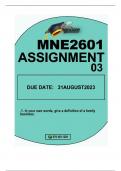 MNE2601 ASSIGNMENT3 DUE 31 AUGUST 2023