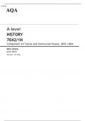 AQA A-level HISTORY 7042/1H Component 1H JUNE 2023 MARK SCHEME: Tsarist and Communist Russia, 1855–1964