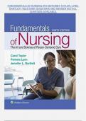 FUNDAMENTALS OF NURSING 9TH EDITION BY TAYLOR, LYNN, BARTLETT TEST BANK QUESTIONS AND ANSWER KEY|ALL CHAPTERS AVAILABLE 