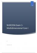 NUR2356 Exam 1-Multidimensional Care I