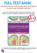 Test Bank For Pathophysiology: The Biologic Basis for Disease in Adults and Children, 8 edition By by Kathryn L. McCance RN PhD, Sue E. Huether RN PhD | 2018-2019 | 9780323402811 | Chapter 1-50 | Complete Questions And Answers A+