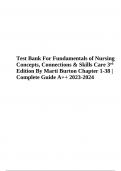Test Bank For Fundamentals of Nursing Concepts, Connections & Skills Care 3rd Edition By Marti Burton Chapter 1-38 | Latest Version 2023-2024
