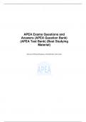 APEA Exams Questions and Answers (APEA Question Bank) (APEA Test Bank) (Best Studying Material)