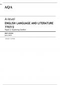AQA A-level ENGLISH LANGUAGE AND LITERATURE 7707/2 Paper 2 JUNE 2023 MARK SCHEME: Exploring Conflict