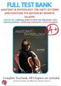 Test Bank For Anatomy & Physiology: The Unity of Form and Function 9th Edition By Kenneth Saladin ( 2021 - 2022 ) / 9781260256000 / Chapter 1-29 / Complete Questions and Answers A+