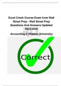 Excel Crash Course Exam from Wall  Street Prep - Wall Street Prep Questions And Answers Updated 2023-2024 Accounting II (Walden University)