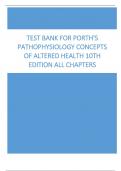 Pathophysiology Concepts of Altered Health 10th Edition All Chapters Porth Test Bank