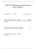 NUR 2474 Pharmacology Rasmussen Quiz Module 6