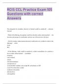 RCIS CCL Practice Exam 105  Questions with correct  Answers