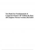 Test Bank For Fundamentals of Corporate Finance 10th Edition By Ross All Chapters Newest Version 2023-2024
