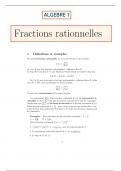 Algebre 1 -Fractions Rationnelles