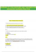 NURSING 571 PHILOSOPHIES AND THEORIES FOR ADVANCED NURSING PRACTICE