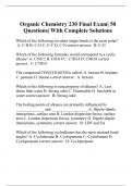Organic Chemistry 230 Final Exam| 50 Questions| With Complete Solutions