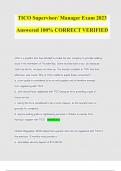 TICO Supervisor/ Manager Exam 2023 Answered 100% CORRECT VERIFIED