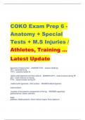COKO Exam Prep 6 - Anatomy + Special  Tests + M.S Injuries / Athletes, Training ... Latest Update