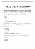 Chem 1311 Exam 2 ACC Professor Rahman Questions With Complete Solutions