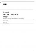 AQA A-level ENGLISH LANGUAGE Paper 1 MARK SCHEME 2023: Language, the individual and society
