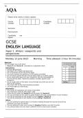 AQA GCSE ENGLISH LANGUAGE Paper 2 QUESTION PAPER AND MARK SCHEME 2023