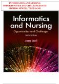 Test Bank for Informatics and Nursing Opportunities and Challenges 6th Edition Sewell   Fully covered