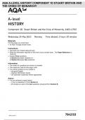 AQA A-level HISTORY Component 1D Stuart Britain and the Crisis of Monarchy, 1603–1702 7042/1D MAY 2023 QUESTIONS PAPER