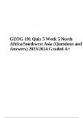 GEOG 101 Quiz 5 Week 5 North Africa/Southwest Asia (Questions and Answers) 2023/2024 Graded A+
