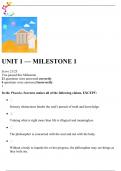 Sophia - Ancient Greek Philosophers - Unit 1 Milestone 1. Questions With 100% Correct Answers (Latest Update)