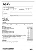 AQA A LEVEL BIOLOGY PAPER 1 JUNE 2023 QUESTION PAPER (7402/1)