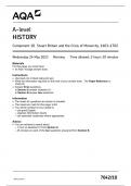 AQA A LEVEL HISTORY PAPER 1 2023 QUESTYION PAPER AND MARK SCHEME BUNDLE (7042/1D: Component 1D Stuart Britain and the Crisis of Monarchy, 1603–1702)