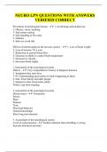 NEURO LPN QUESTIONS WITH ANSWERS VERIFIED CORRECT