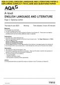 AQA A-level ENGLISH LANGUAGE AND LITERATURE Paper 2 Exploring Conflict  7707/2  June 2023 Questions Paper
