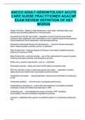 ANCC® ADULT-GERONTOLOGY ACUTE CARE NURSE PRACTITIONER AGACNP EXAM REVIEW DEFINITION OF KEY WORDS
