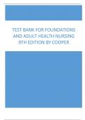 Test Bank for Foundations and Adult Health Nursing 9th Edition by Cooper