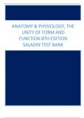 Test Bank for Anatomy & Physiology, The Unity of Form and Function 8th Edition Saladin 2023 update