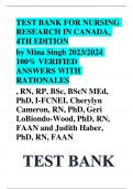 TEST BANK FOR NURSING RESEARCH IN CANADA, 4TH EDITION by Mina Singh 2023/2024  100% VERIFIED  ANSWERS WITH  RATIONALES